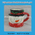 2016 decoración de Navidad taza de café de cerámica con platillo en forma de muñeco de nieve